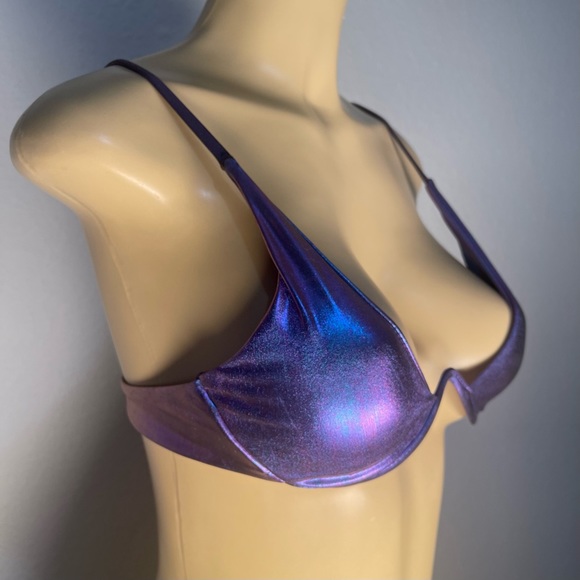 🦋M Blue/Purple Holographic Metallic Bikini Top 🦋 - Picture 10 of 13